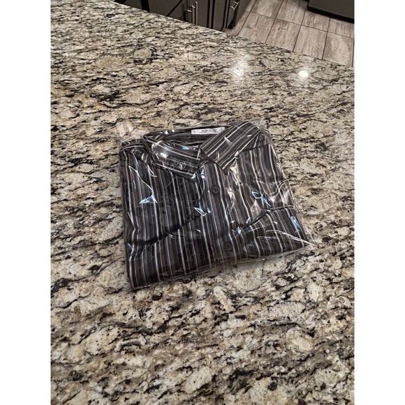 ENRO Men's Dress Shirt Sz 2XL Long Sleeve Dk Brown Stripes, Non-Iron! Large Nice - Picture 11 of 11